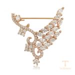 سنجاق سینه ژوپینگ رنگ طلایی طرح طلا ۱۸ عیار نگین‌دار کد brooches-657