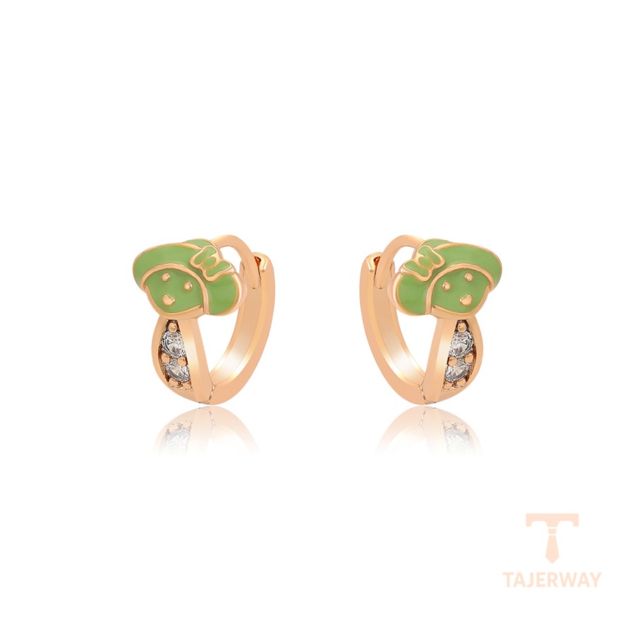 گوشواره ژوپینگ رنگ طلایی طرح طلا ۱۸ عیار نگین‌دار کد 14E2361702