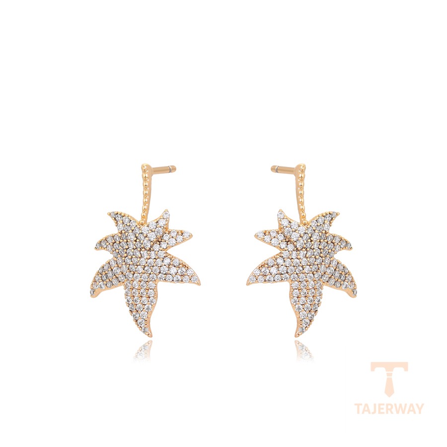 گوشواره ژوپینگ رنگ طلایی طرح طلا ۱۸ عیار نگین‌دار کد 14E238401