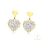 گوشواره ژوپینگ رنگ طلایی طرح طلا ۱۴ عیار نگین‌دار کد 14E25030710