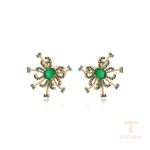 گوشواره ژوپینگ رنگ طلایی طرح طلا ۱۸ عیار نگین‌دار کد 14E2531601