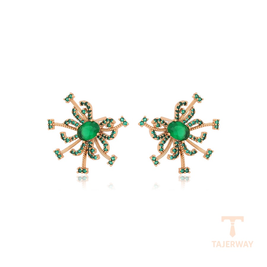 گوشواره ژوپینگ رنگ طلایی طرح طلا ۱۸ عیار نگین‌دار کد 14E2531601