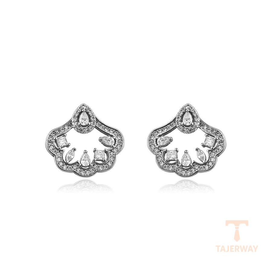 گوشواره ژوپینگ طلای سفید (رادیوم) نگین‌دار کد 93364