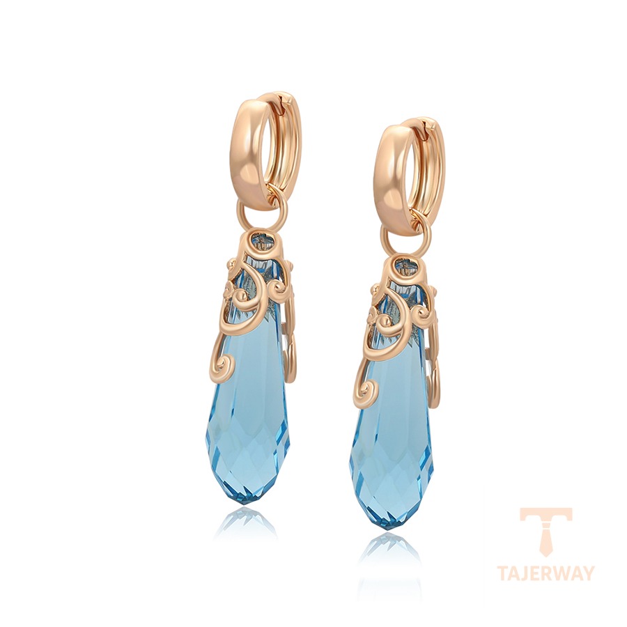 گوشواره ژوپینگ رنگ طلایی طرح طلا ۱۸ عیار نگین‌دار کد 99093