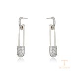 نمای نزدیک گوشواره ژوپینگ نگین‌دار رنگ ثابت کد S00087402