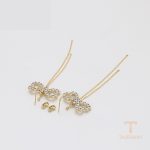 نمای نزدیک گوشواره ژوپینگ نگین‌دار کد S00111637