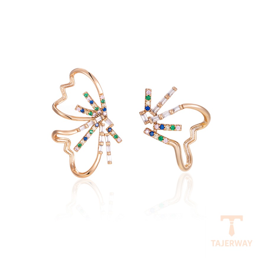 گوشواره ژوپینگ رنگ طلایی طرح طلا ۱۸ عیار نگین‌دار کد S00150339-A0