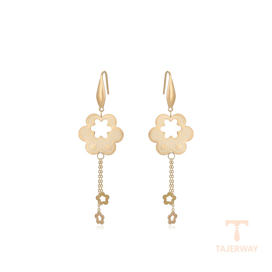 گوشواره ژوپینگ رنگ طلایی طرح طلا ۱۴ عیار بدون نگین کد T000696530