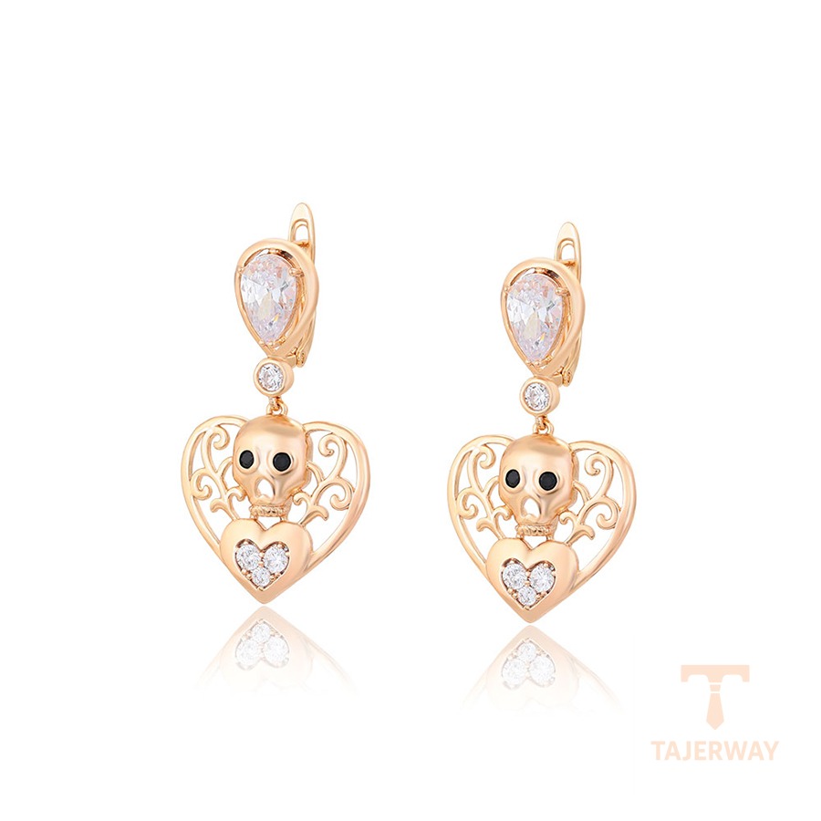 گوشواره ژوپینگ رنگ طلایی طرح طلا ۱۸ عیار نگین‌دار کد X000027745