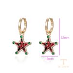 نمای نزدیک گوشواره ژوپینگ نگین‌دار کد X000449686