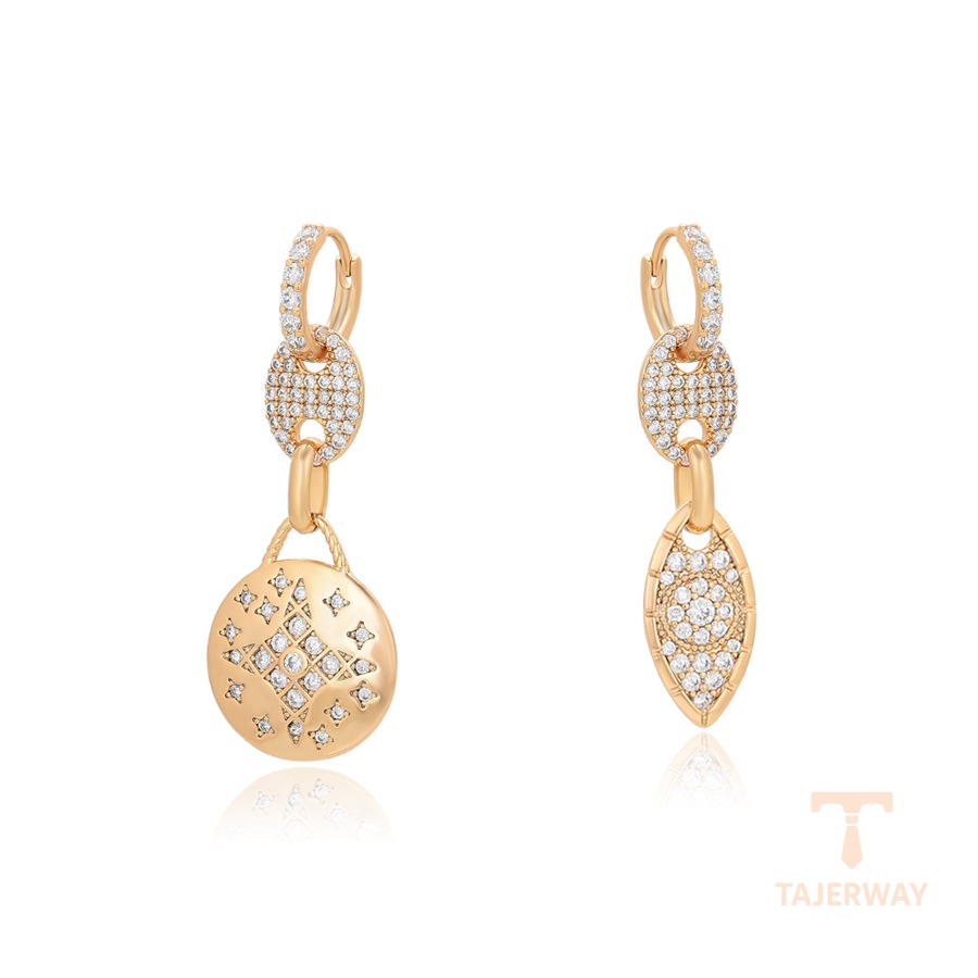 گوشواره ژوپینگ رنگ طلایی طرح طلا ۱۸ عیار نگین‌دار کد X000664041