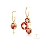 گوشواره ژوپینگ رنگ طلایی طرح طلا ۱۸ عیار نگین‌دار کد X000690150