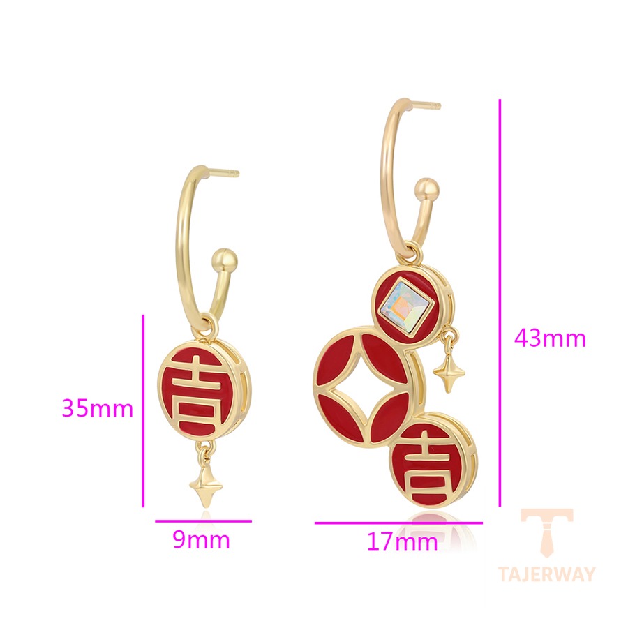نمای مدل قفل و اتصالات گوشواره ژوپینگ وزن 5.75 گرم کد X000690150