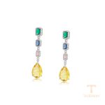 گوشواره ژوپینگ طلای سفید (رادیوم) نگین‌دار کد X000703569