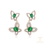 گوشواره ژوپینگ رنگ طلایی طرح طلا ۱۸ عیار نگین‌دار کد X000723690