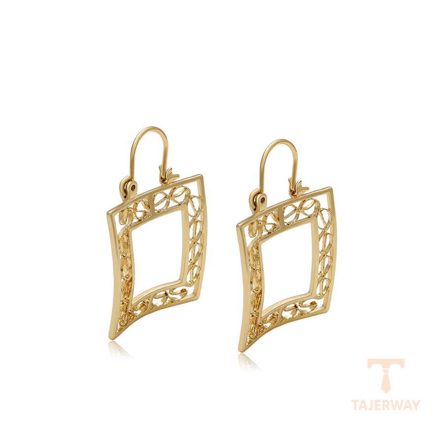 گوشواره ژوپینگ رنگ طلایی طرح طلا ۱۴ عیار بدون نگین کد X000772458