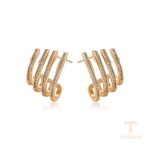 گوشواره ژوپینگ رنگ طلایی طرح طلا ۱۸ عیار نگین‌دار کد X000776745