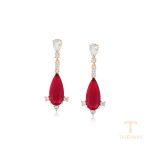 گوشواره ژوپینگ رنگ طلایی طرح طلا ۱۸ عیار نگین‌دار کد X000779249