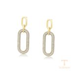 نمای نزدیک گوشواره ژوپینگ نگین‌دار کد X000783653