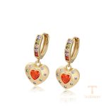 گوشواره ژوپینگ رنگ طلایی طرح طلا ۱۴ عیار نگین‌دار کد X000788247
