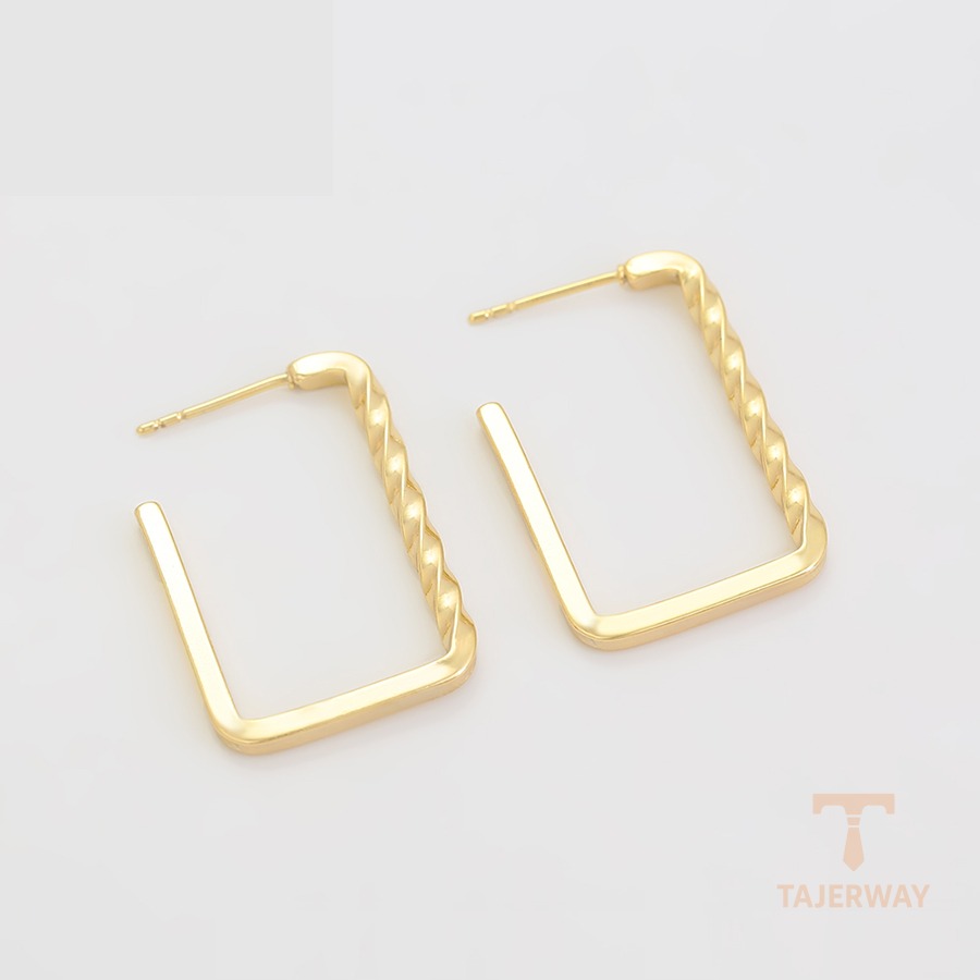 گوشواره ژوپینگ رنگ طلایی طرح طلا ۱۴ عیار بدون نگین کد X000788828