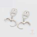 نمای نزدیک گوشواره ژوپینگ نگین‌دار کد X000791631