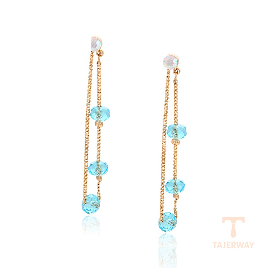 گوشواره ژوپینگ رنگ طلایی طرح طلا ۱۴ عیار نگین‌دار کد X000822905