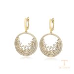 نمای نزدیک گوشواره ژوپینگ نگین‌دار رنگ ثابت کد X000837269