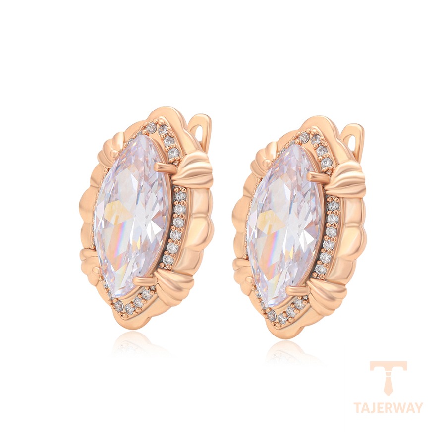 گوشواره ژوپینگ رنگ طلایی طرح طلا ۱۸ عیار نگین‌دار کد X000847568