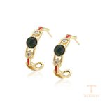 گوشواره ژوپینگ رنگ طلایی طرح طلا ۱۴ عیار نگین‌دار کد X000867306