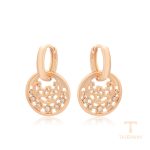 گوشواره ژوپینگ رنگ طلایی طرح طلا ۱۸ عیار نگین‌دار کد X000876557