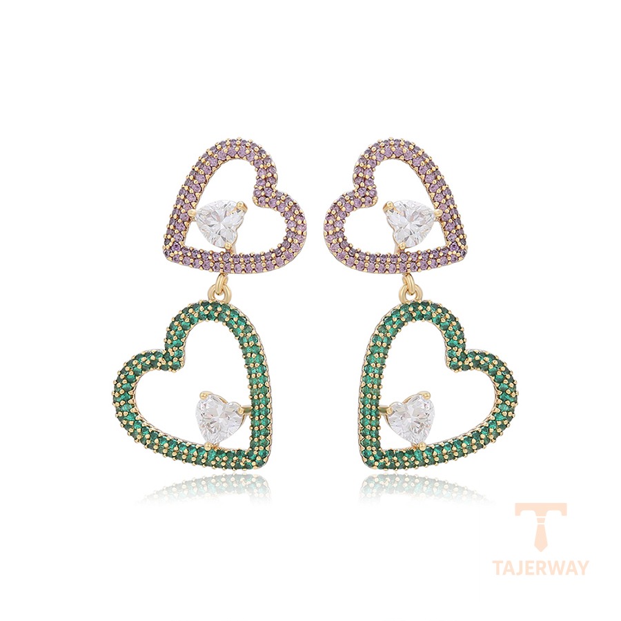 گوشواره ژوپینگ رنگ طلایی طرح طلا ۱۴ عیار نگین‌دار کد X000904869