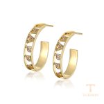 گوشواره ژوپینگ رنگ طلایی طرح طلا ۱۴ عیار نگین‌دار کد X000935701