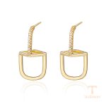 نمای نزدیک گوشواره ژوپینگ نگین‌دار رنگ ثابت کد X000962543