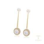 گوشواره ژوپینگ رنگ طلایی طرح طلا ۱۴ عیار نگین‌دار کد X000963645