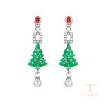 نمای نزدیک گوشواره ژوپینگ نگین‌دار رنگ ثابت کد X000966091