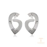 نمای نزدیک گوشواره ژوپینگ نگین‌دار کد X000972855