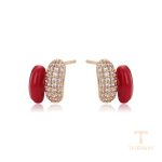 نمای نزدیک گوشواره ژوپینگ نگین‌دار کد X000985955