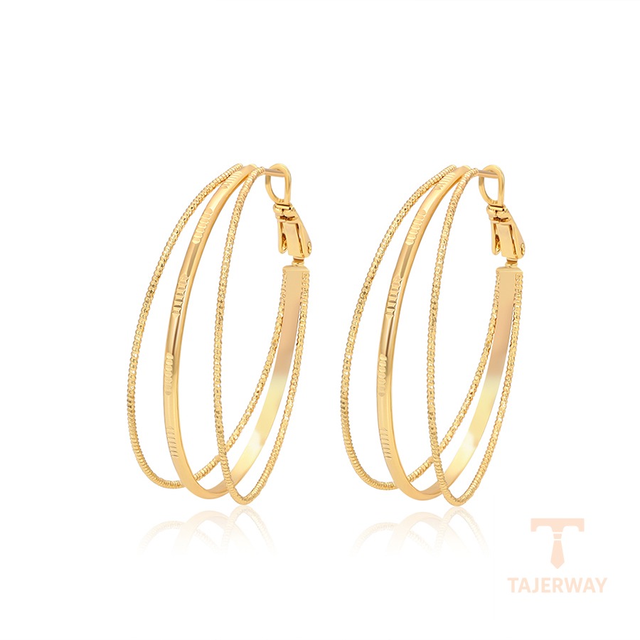 گوشواره ژوپینگ رنگ طلایی طرح طلا ۲۴ عیار بدون نگین کد X001005105