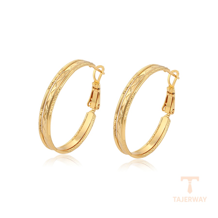 گوشواره ژوپینگ رنگ طلایی طرح طلا ۲۴ عیار بدون نگین کد X001005767