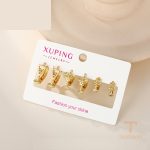 گوشواره ژوپینگ رنگ طلایی طرح طلا ۱۴ عیار بدون نگین کد X001012072