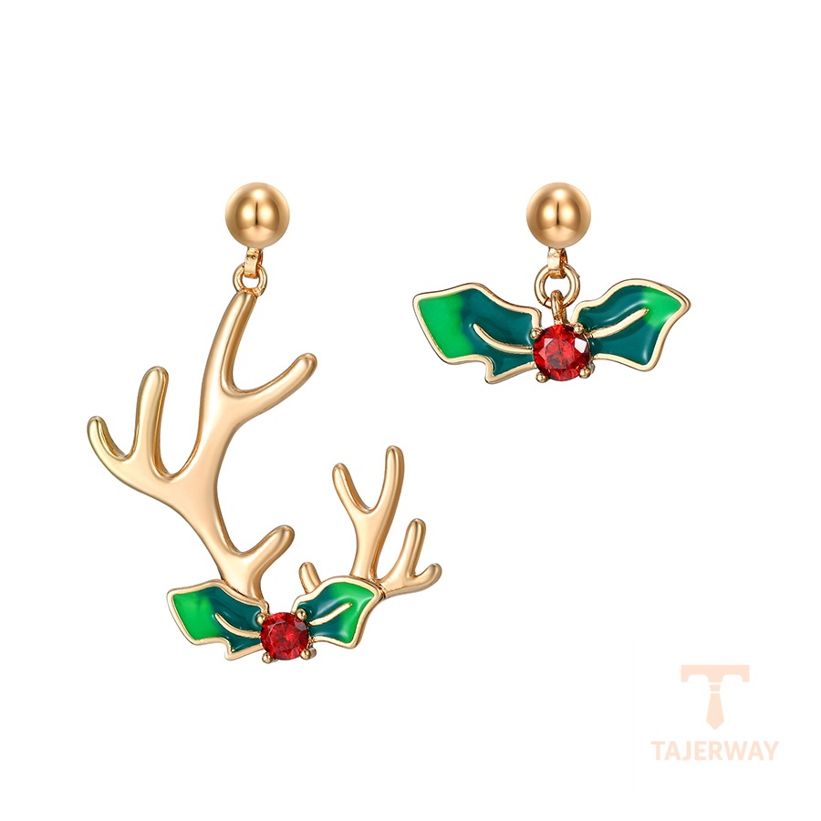 گوشواره ژوپینگ رنگ طلایی طرح طلا ۱۸ عیار نگین‌دار کد X001022101