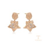 نمای نزدیک گوشواره ژوپینگ نگین‌دار کد X001030535