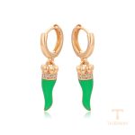 گوشواره ژوپینگ رنگ طلایی طرح طلا ۱۸ عیار نگین‌دار کد X001055709