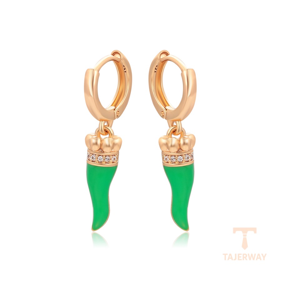 گوشواره ژوپینگ رنگ طلایی طرح طلا ۱۸ عیار نگین‌دار کد X001055709