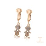 گوشواره ژوپینگ رنگ طلایی طرح طلا ۱۸ عیار نگین‌دار کد X001097266