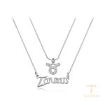 گردنبند ژوپینگ طلای سفید (رادیوم) نگین‌دار کد 14N2521962