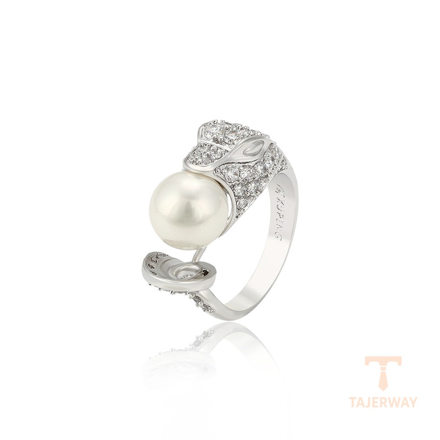 انگشتر ژوپینگ طلای سفید (رادیوم) نگین‌دار کد 11304