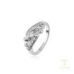 انگشتر ژوپینگ طلای سفید (رادیوم) نگین‌دار کد 15905