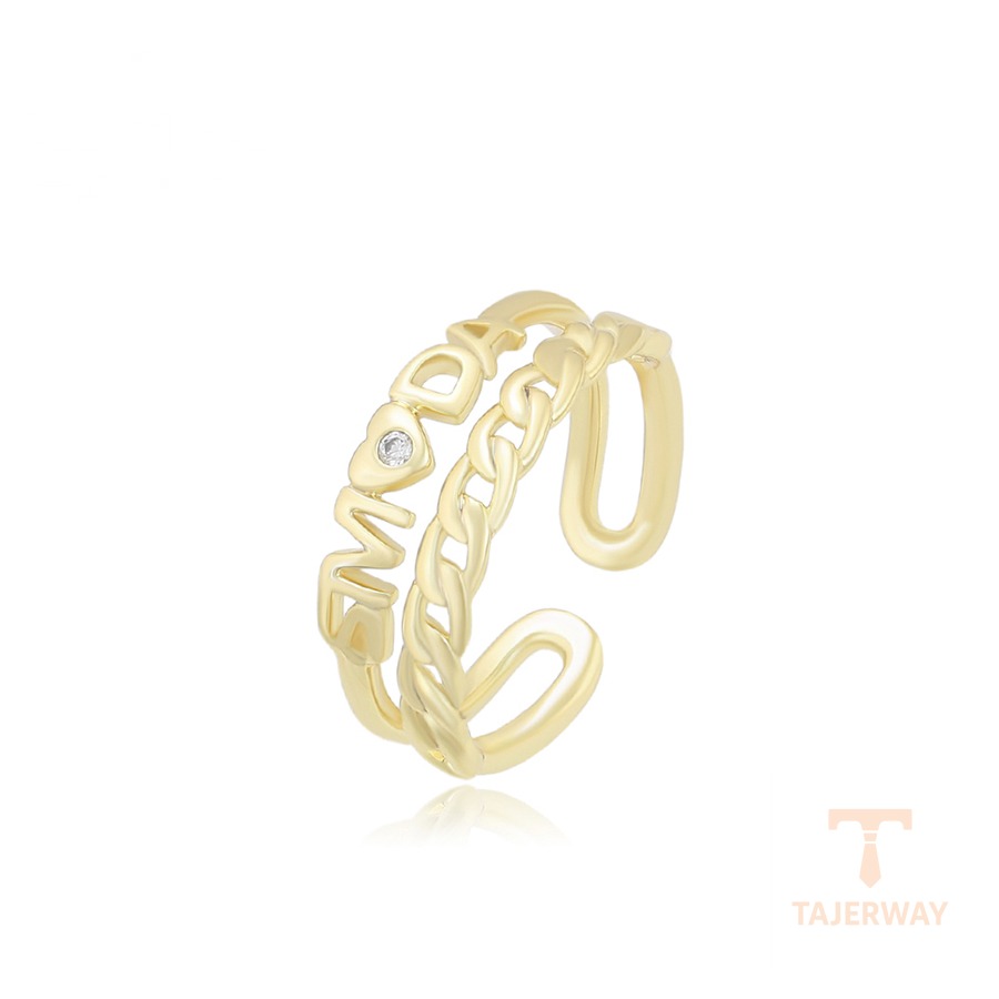 انگشتر ژوپینگ رنگ طلایی طرح طلا ۱۴ عیار نگین‌دار کد S00117095